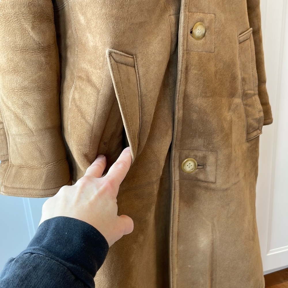 RALPH LAUREN Black Label Shearling Tan Leather jacket, Size 10 - Picture 10 of 16
